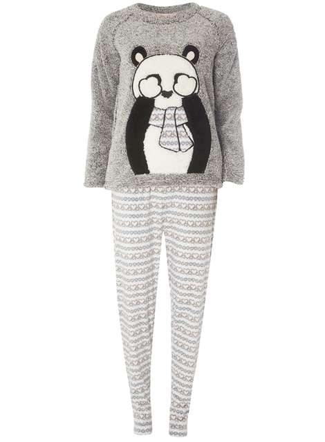 Grey Panda Pyjama Set